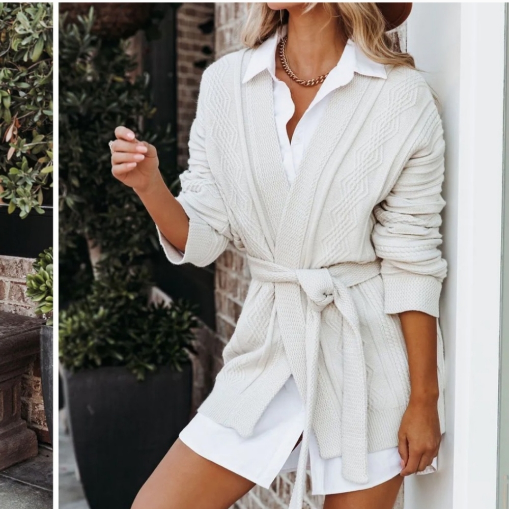 Carnaby belted cableknit Cardigan